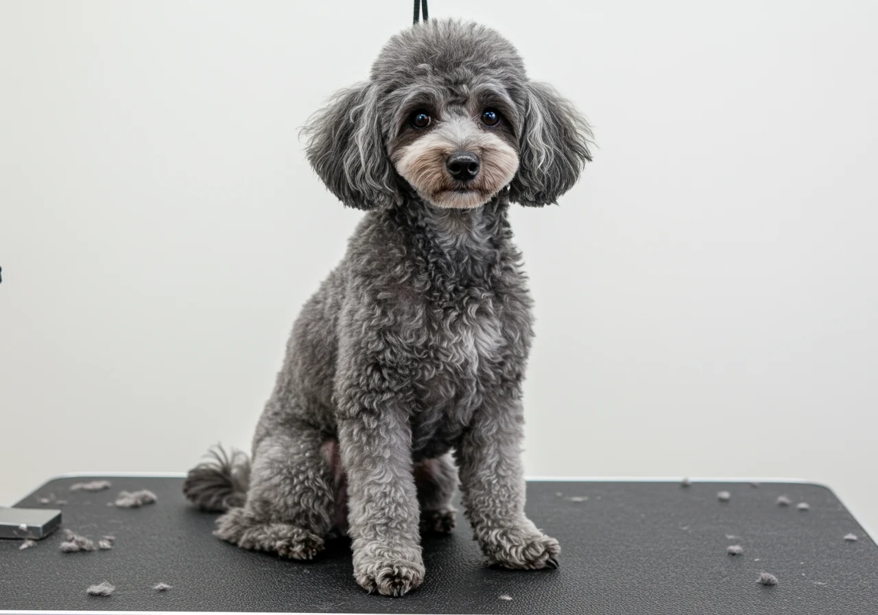 Caniche nain apres toilettage professionnel